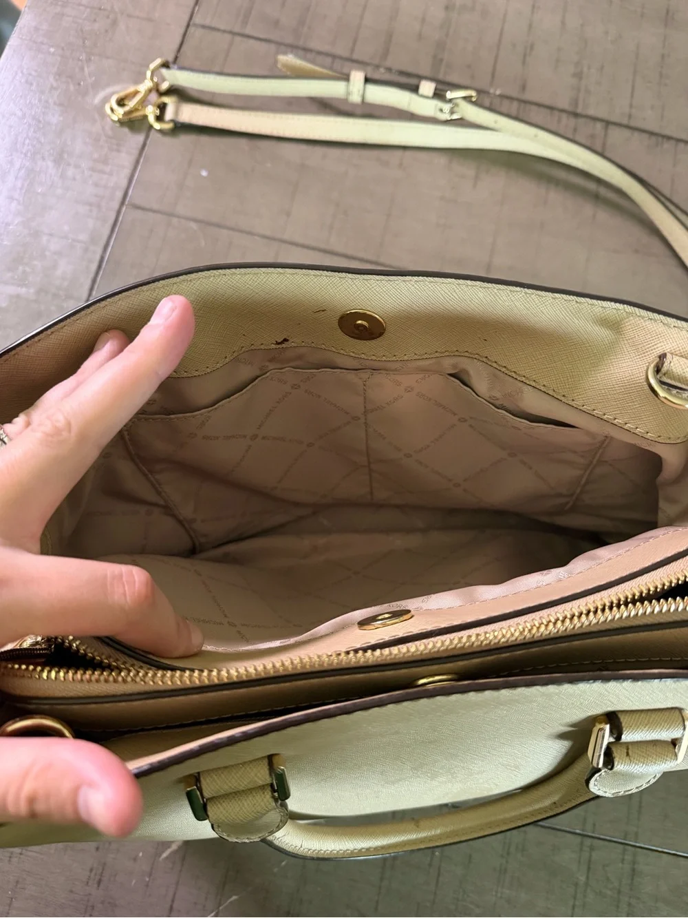 Michael Kors Light Tan Saffiano Leather Shoulder Satchel